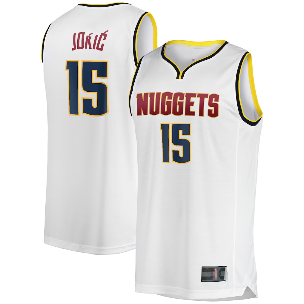 Ldoa D.Nuggets #15 Nikola Jokic White Fast Break Player Jerseys - Association Edition