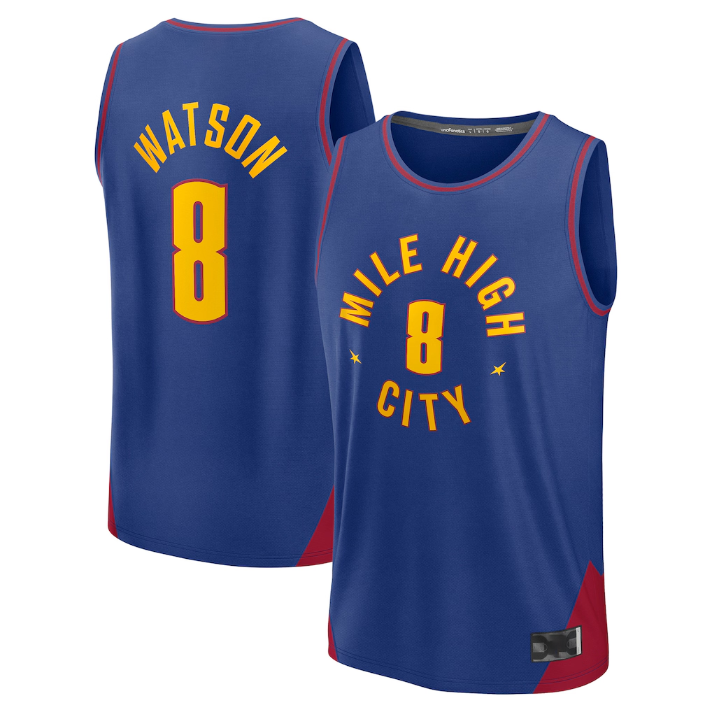 Ldoa D.Nuggets #8 Peyton Watson Blue Fast Break Replica Player Jerseys - Statement Edition