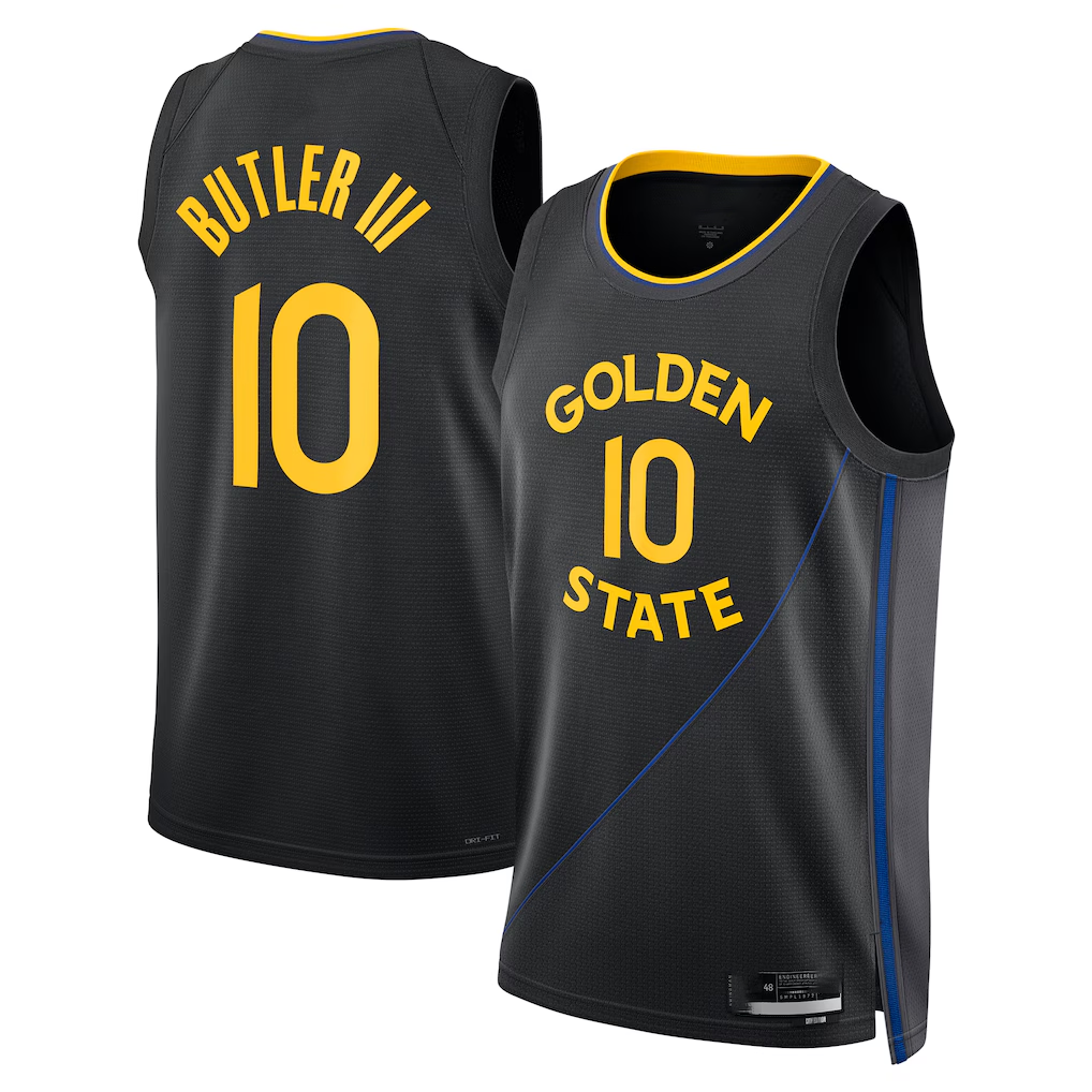 Ldoa G.State Warriors #10 Jimmy Butler III Jordan Brand Black Swingman Jerseys - Statement Edition