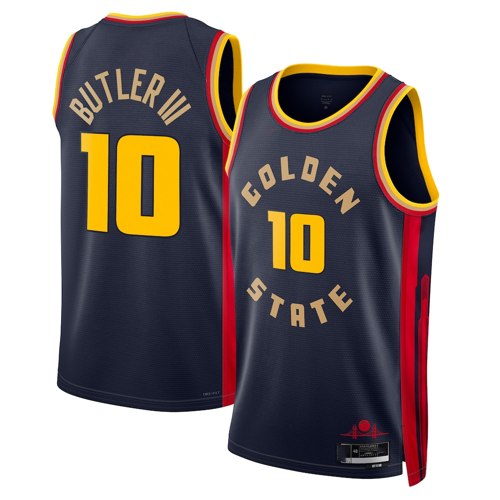 Ldoa G.State Warriors #10 Jimmy Butler III Navy Swingman Jerseys - City Edition