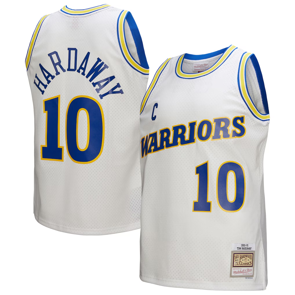 Ldoa G.State Warriors #10 Tim Hardaway Mitchell & Ness White Hardwood Classics 199091 Swingman Jerseys