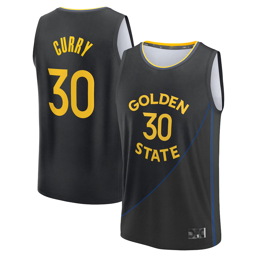 Ldoa G.State Warriors #30 Stephen Curry Black Fast Break Replica Player Jerseys - Statement Edition