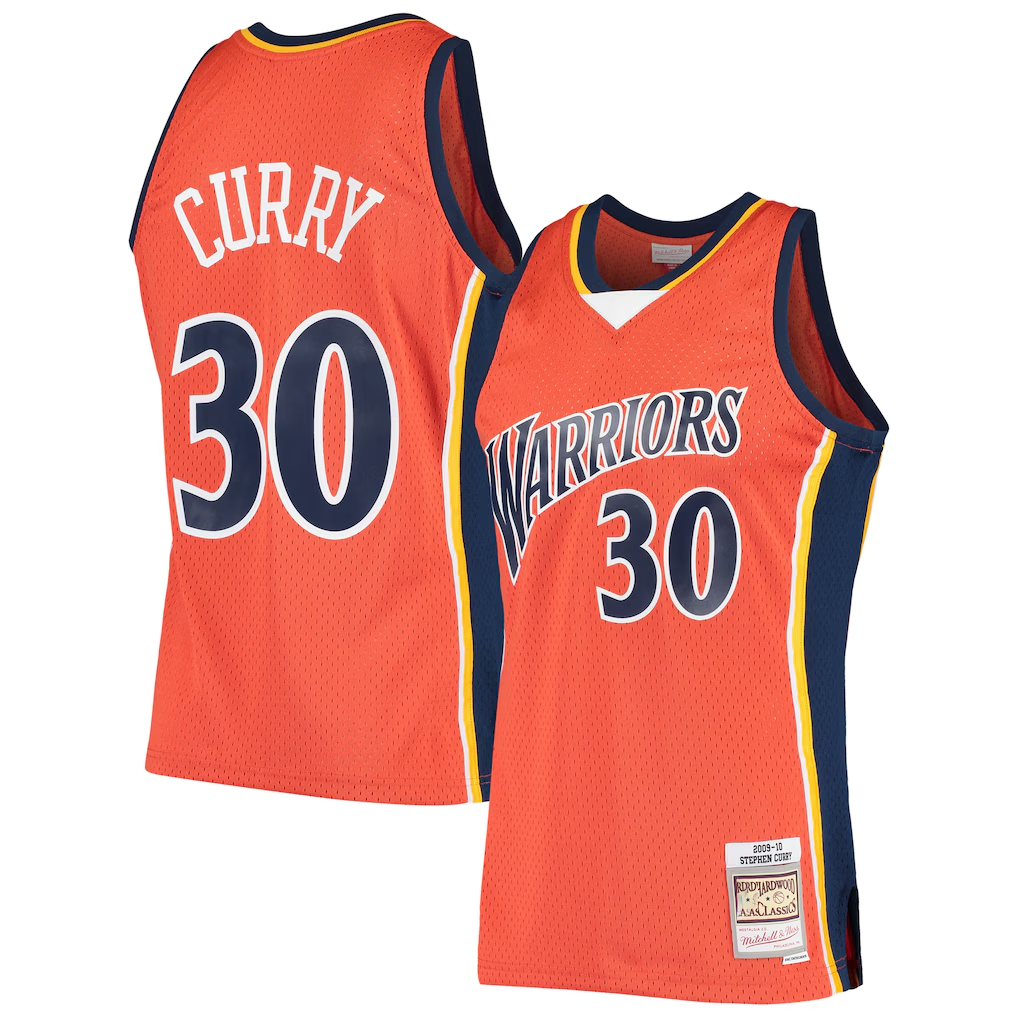 Ldoa G.State Warriors #30 Stephen Curry Mitchell & Ness Orange Hardwood Classics Swingman Jerseys