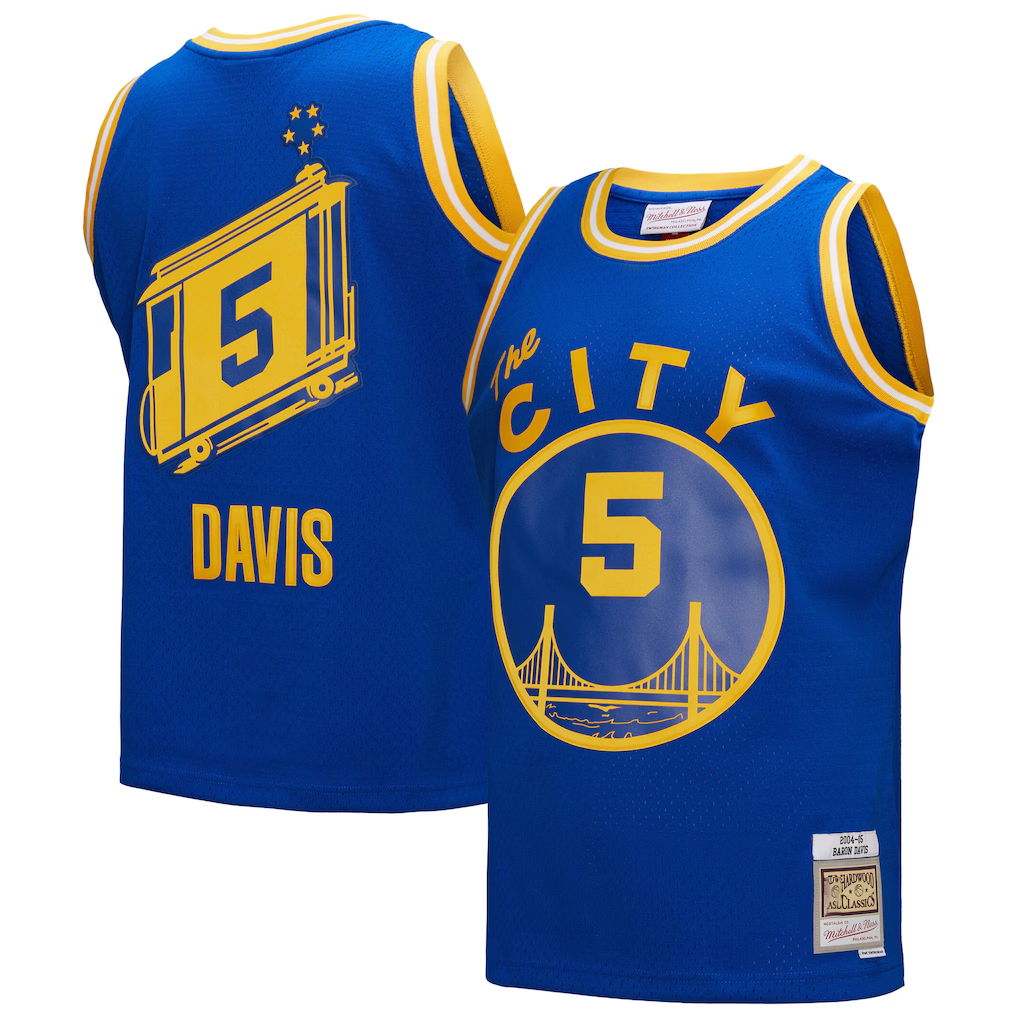 Ldoa G.State Warriors #5 Baron Davis Mitchell & Ness Royal Hardwood Classics 200405 Swingman Jerseys