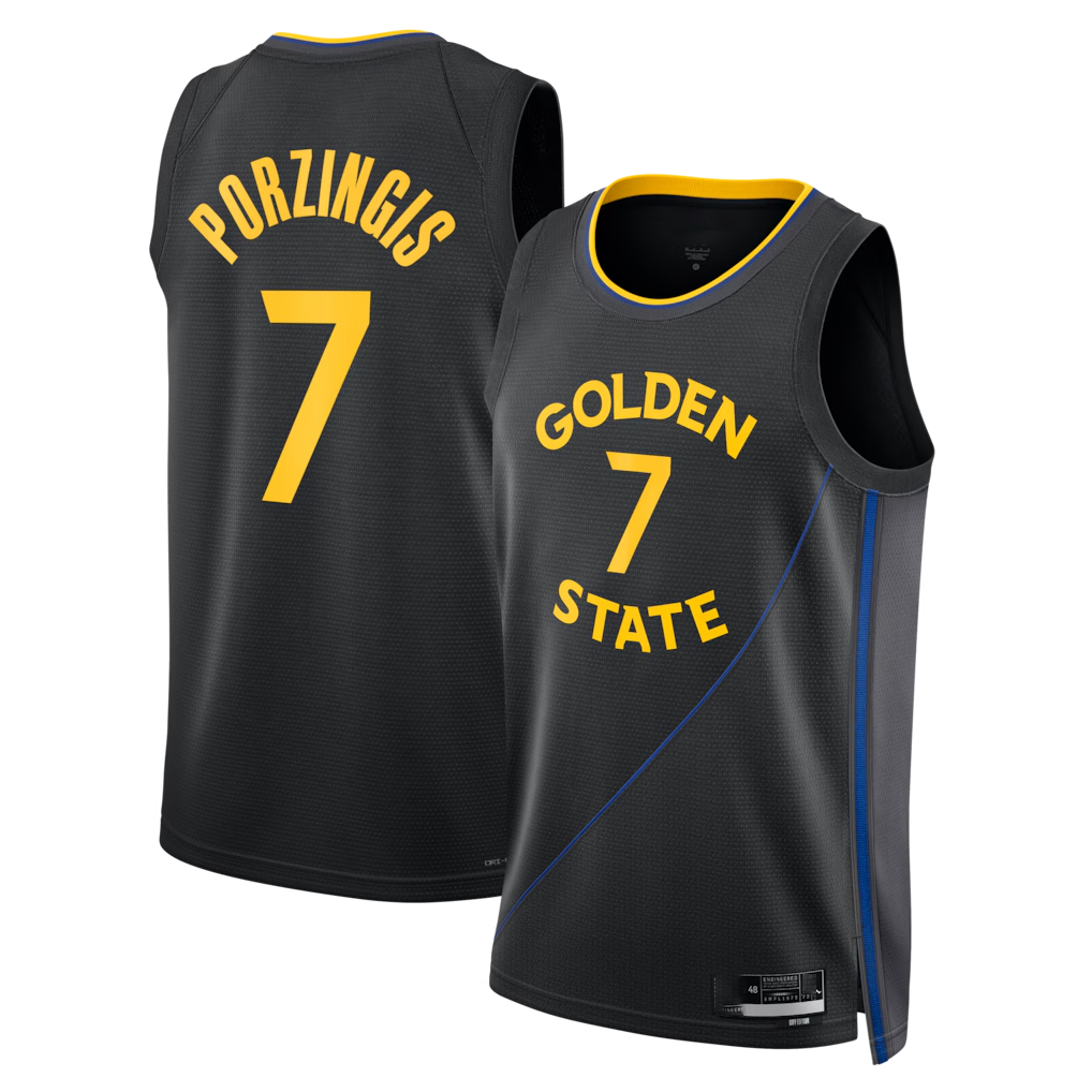 Ldoa G.State Warriors #7 Kristaps Porzi??is Black Swingman Jerseys - Statement Edition