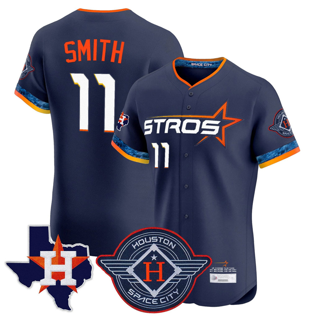 Ldoa H.Astros #11 Cam Smith Player Navy City Connect Texas Patch Vapor Premier Limited Elite Home Stitched Jerseys