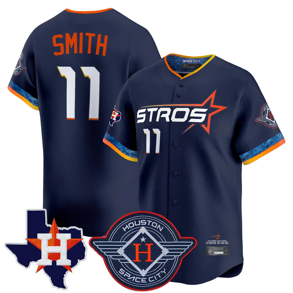 Ldoa H.Astros #11 Cam Smith Player Navy City Connect Texas Patch Vapor Premier Limited Home Stitched Jerseys