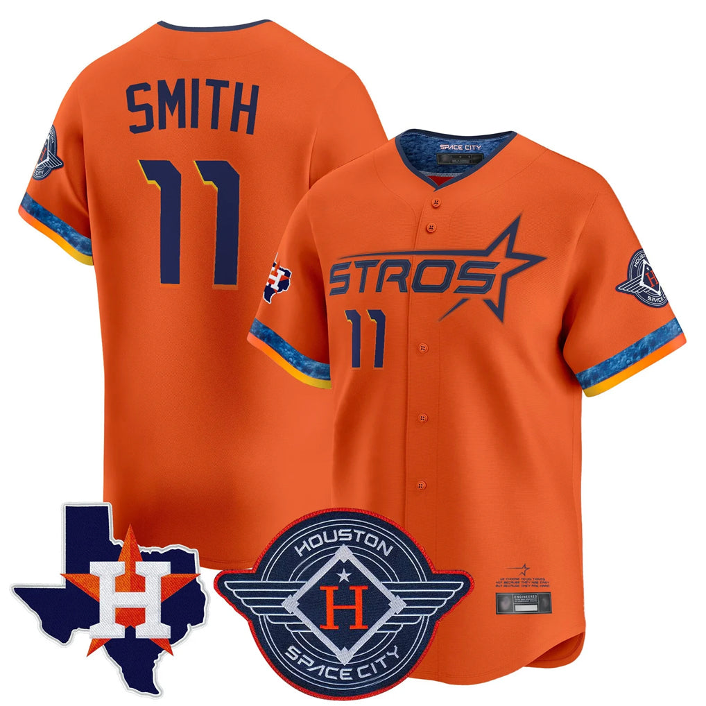 Ldoa H.Astros #11 Cam Smith Player Orange City Connect Texas Patch Vapor Premier Limited Home Stitched Jerseys