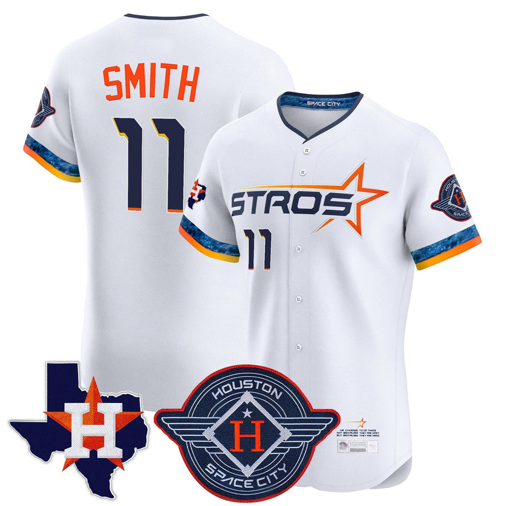 Ldoa H.Astros #11 Cam Smith Player White City Connect Texas Patch Vapor Premier Limited Elite Home Stitched Jerseys