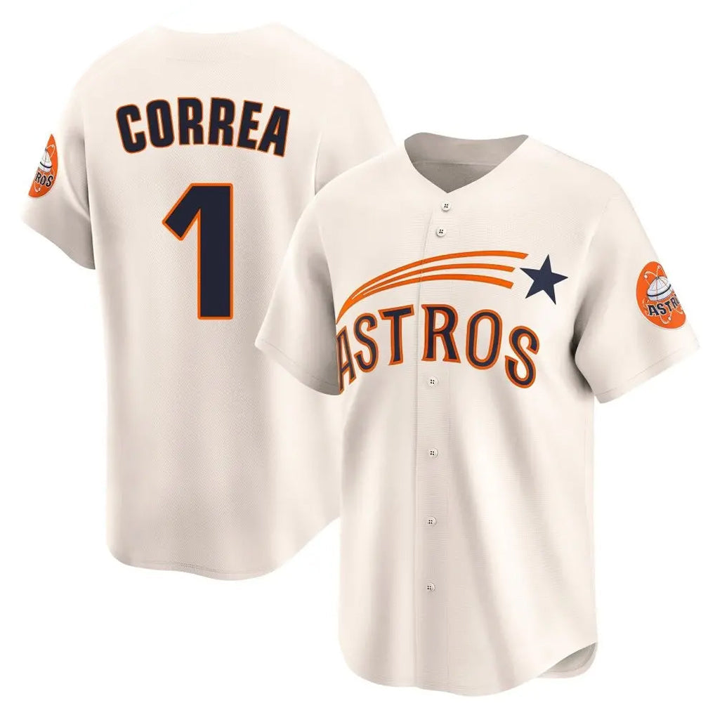 Ldoa H.Astros #1 Carlos Correa Player Cream Throwback Cooperstown Collection Limited Stitched Jerseys