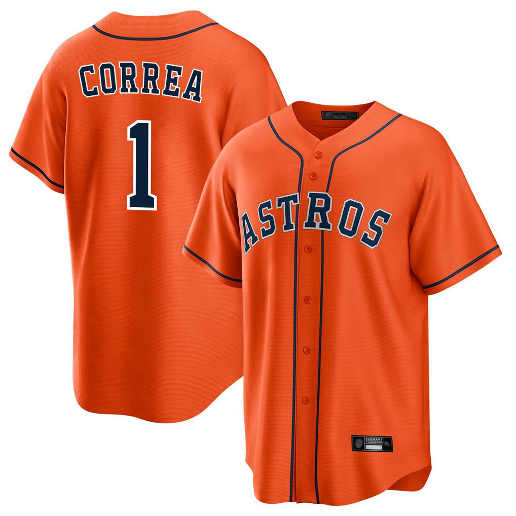 Ldoa H.Astros #1 Carlos Correa Player Orange Home Game Stitched Jerseys