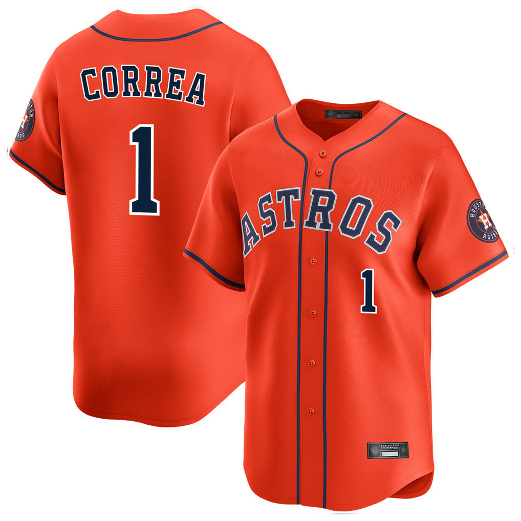 Ldoa H.Astros #1 Carlos Correa Player Orange Home Limited Stitched Jerseys