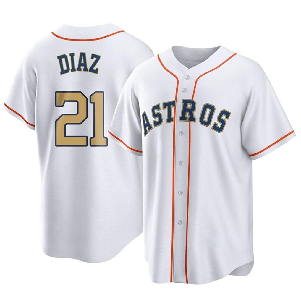 Ldoa H.Astros #21 Yainer Diaz Player Gold Collection Game Home Stitched Jerseys