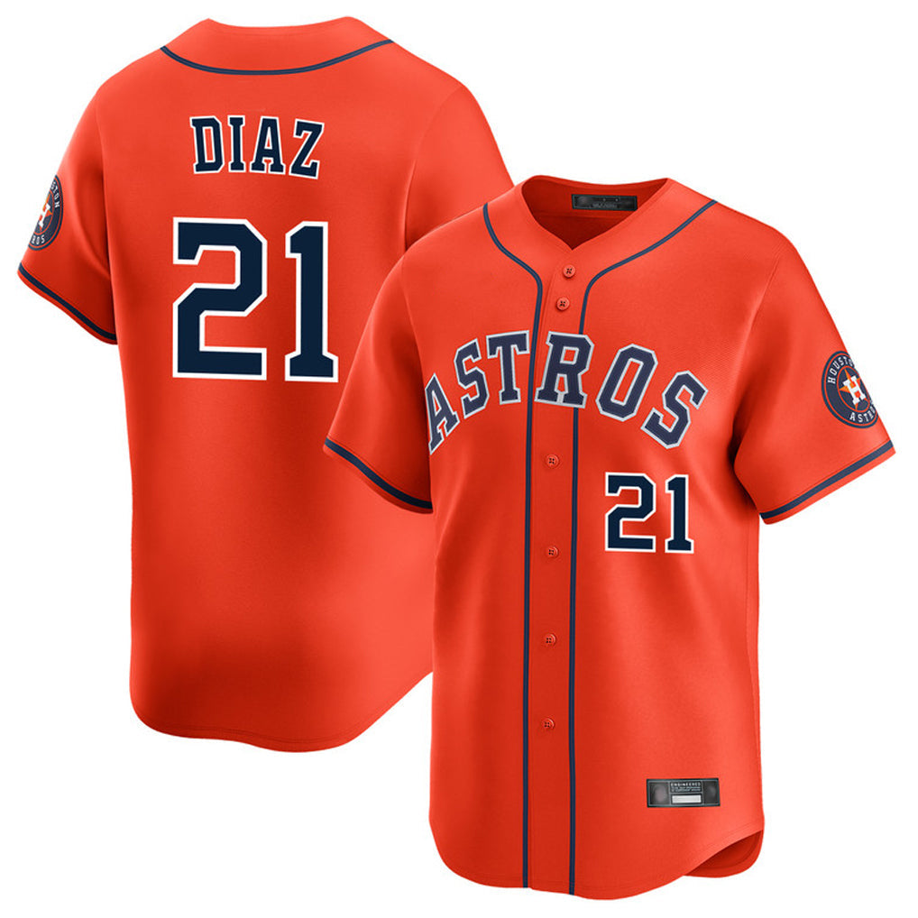 Ldoa H.Astros #21 Yainer Diaz Player Orange Home Limited Stitched Jerseys
