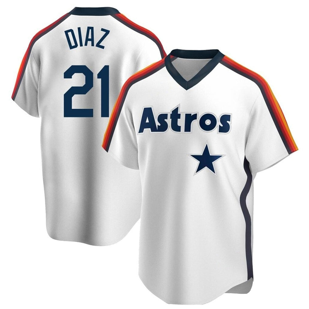 Ldoa H.Astros #21 Yainer Diaz Player White Cooperstown Collection T-shirt Stitched Jerseys
