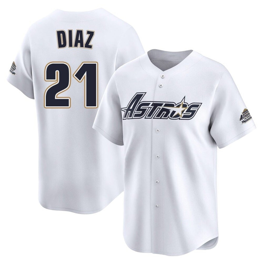 Ldoa H.Astros #21 Yainer Diaz Player White Throwback Cooperstown Collection Limited Stitched Jerseys