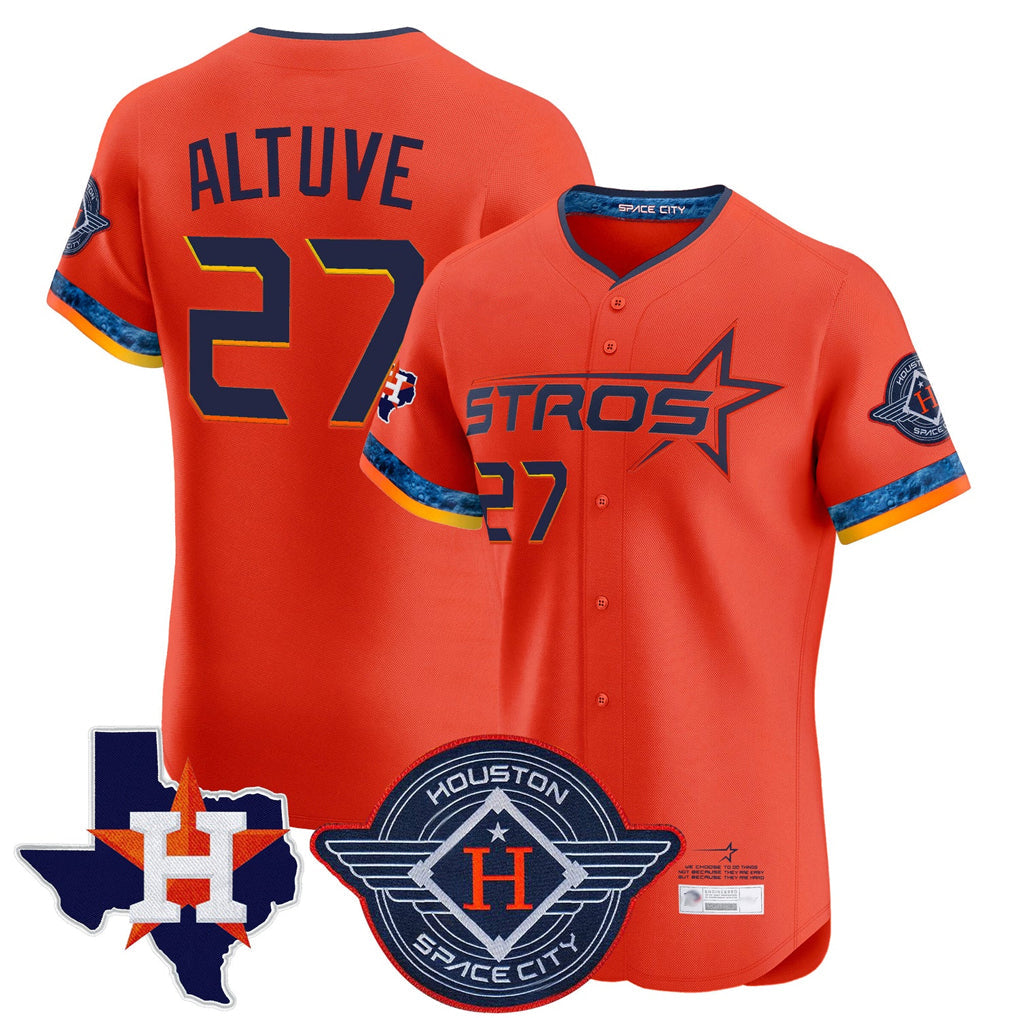 Ldoa H.Astros #27 Jose Altuve Player Orange City Connect Texas Patch Vapor Premier Limited Elite Home Stitched Jerseys