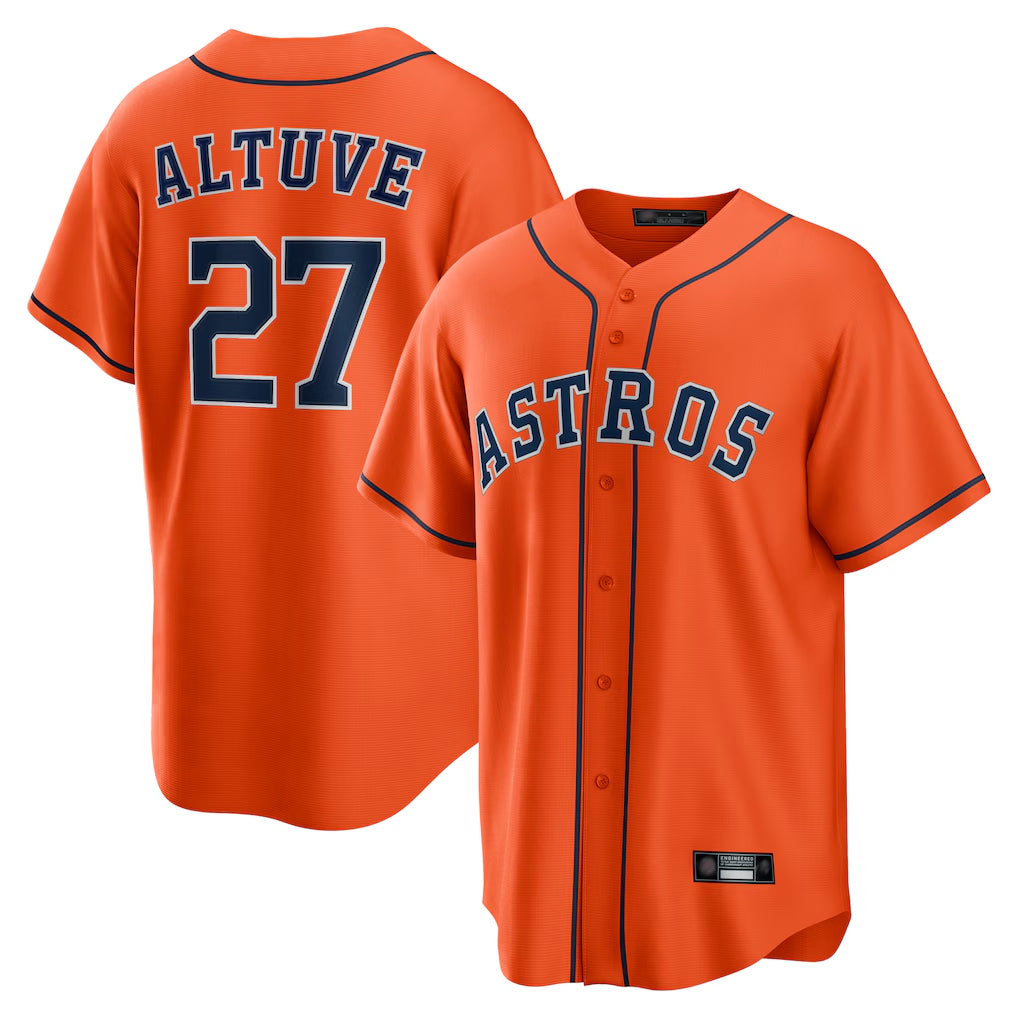 Ldoa H.Astros #27 Jose Altuve Player Orange Home Game Stitched Jerseys