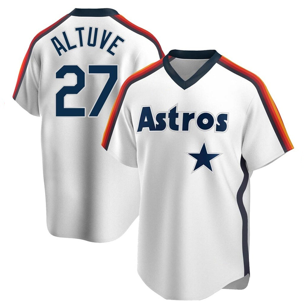 Ldoa H.Astros #27 Jose Altuve Player White Cooperstown Collection T-shirt Stitched Jerseys