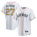 Ldoa H.Astros #27 Jose Altuve Player White Gold Collection Game Home Stitched Jerseys