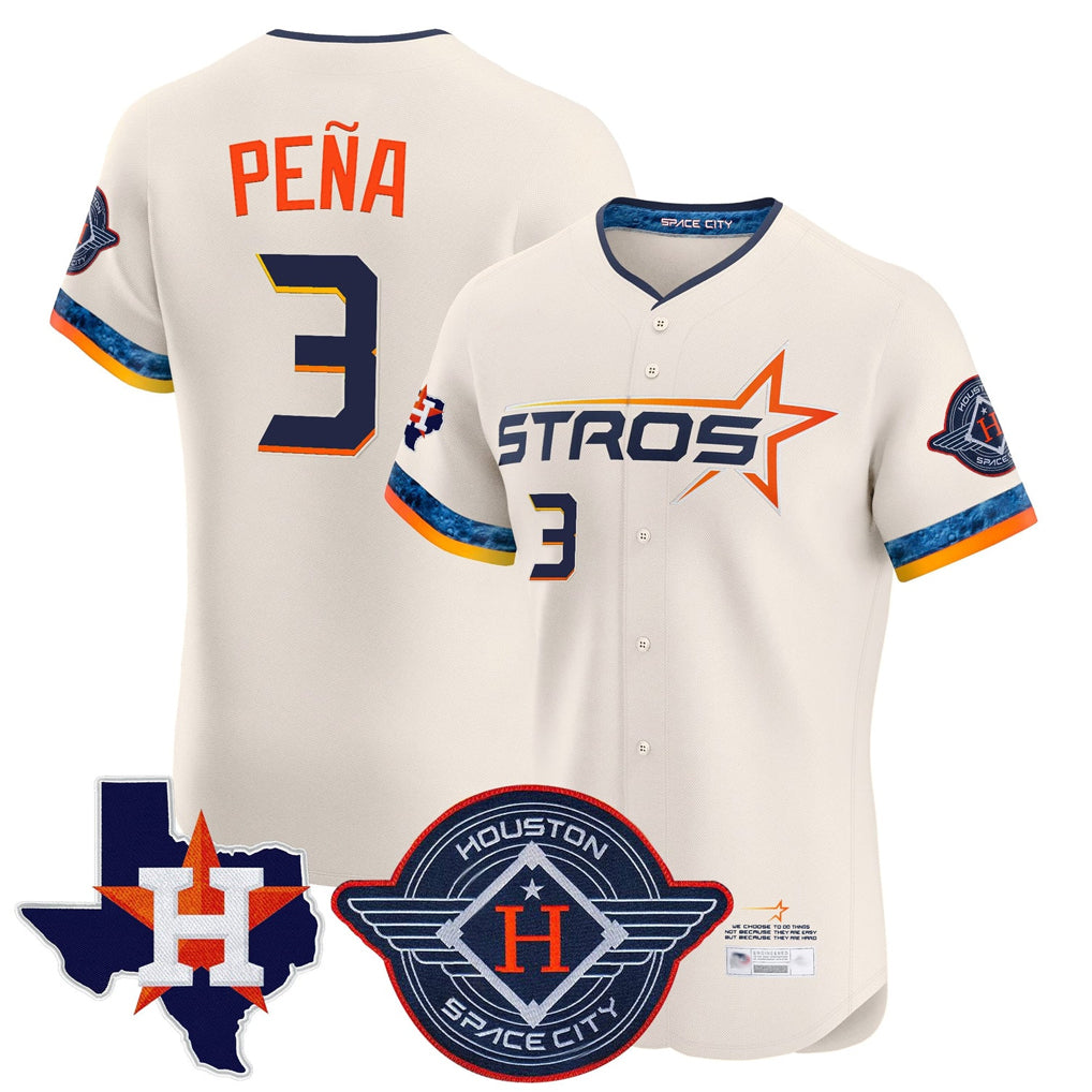 Ldoa H.Astros #3 Jeremy Pe?a Player Cream City Connect Texas Patch Vapor Premier Limited Elite Home Stitched Jerseys