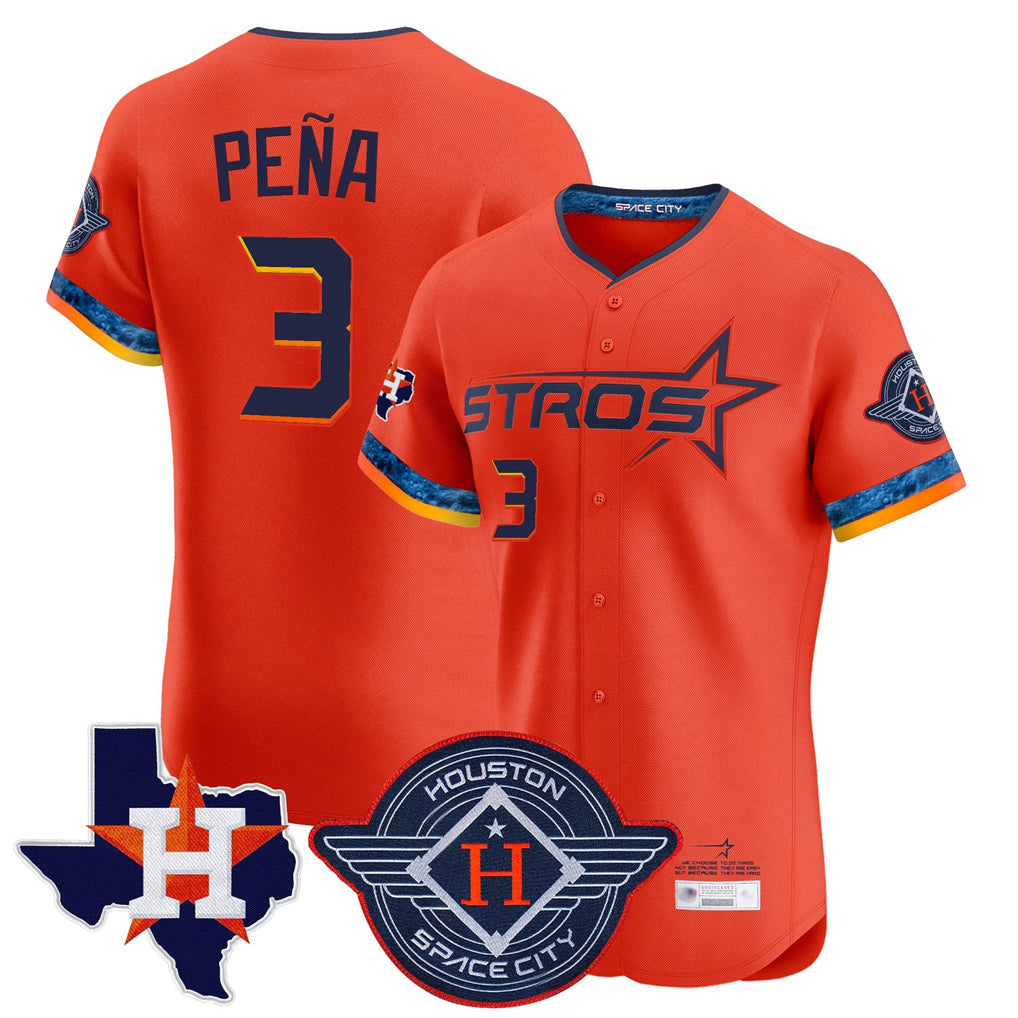 Ldoa H.Astros #3 Jeremy Pe?a Player Orange City Connect Texas Patch Vapor Premier Limited Elite Home Stitched Jerseys