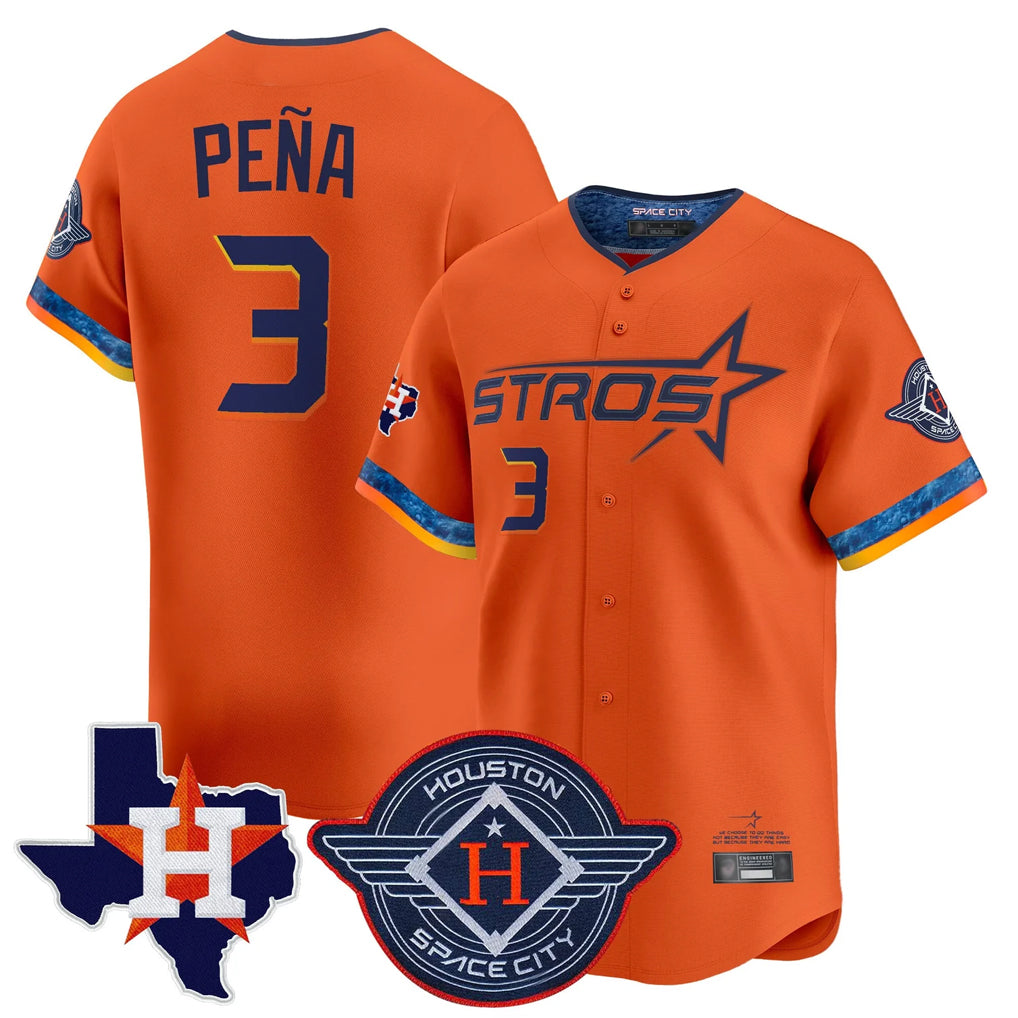 Ldoa H.Astros #3 Jeremy Pe?a Player Orange City Connect Texas Patch Vapor Premier Limited Home Stitched Jerseys