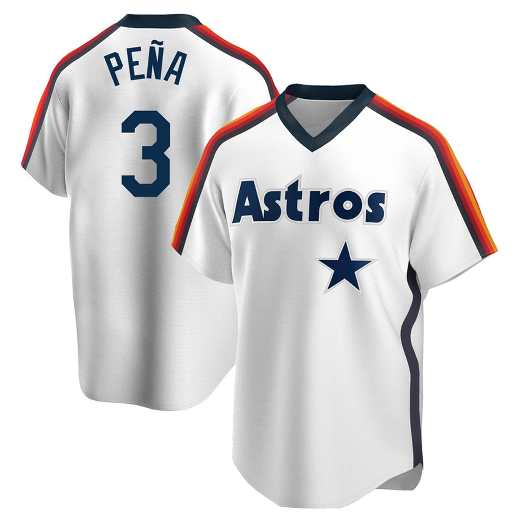 Ldoa H.Astros #3 Jeremy Pe?a Player White Cooperstown Collection T-shirt Stitched Jerseys