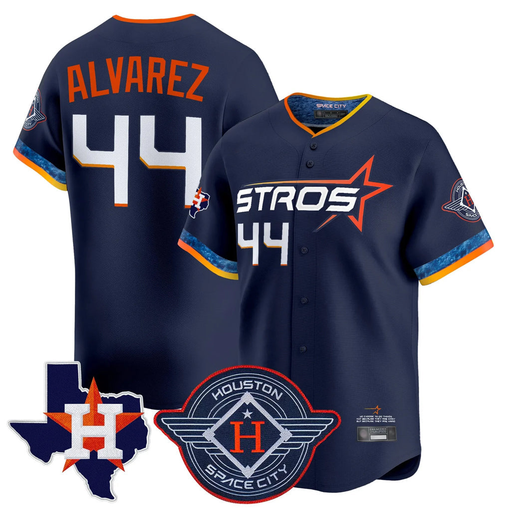 Ldoa H.Astros #44 Yordan Alvarez Player Navy City Connect Texas Patch Vapor Premier Limited Home Stitched Jerseys