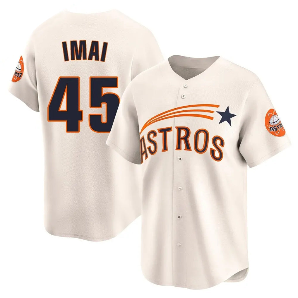 Ldoa H.Astros #45 Tatsuya Imai Player Cream Throwback Cooperstown Collection Limited Stitched Jerseys