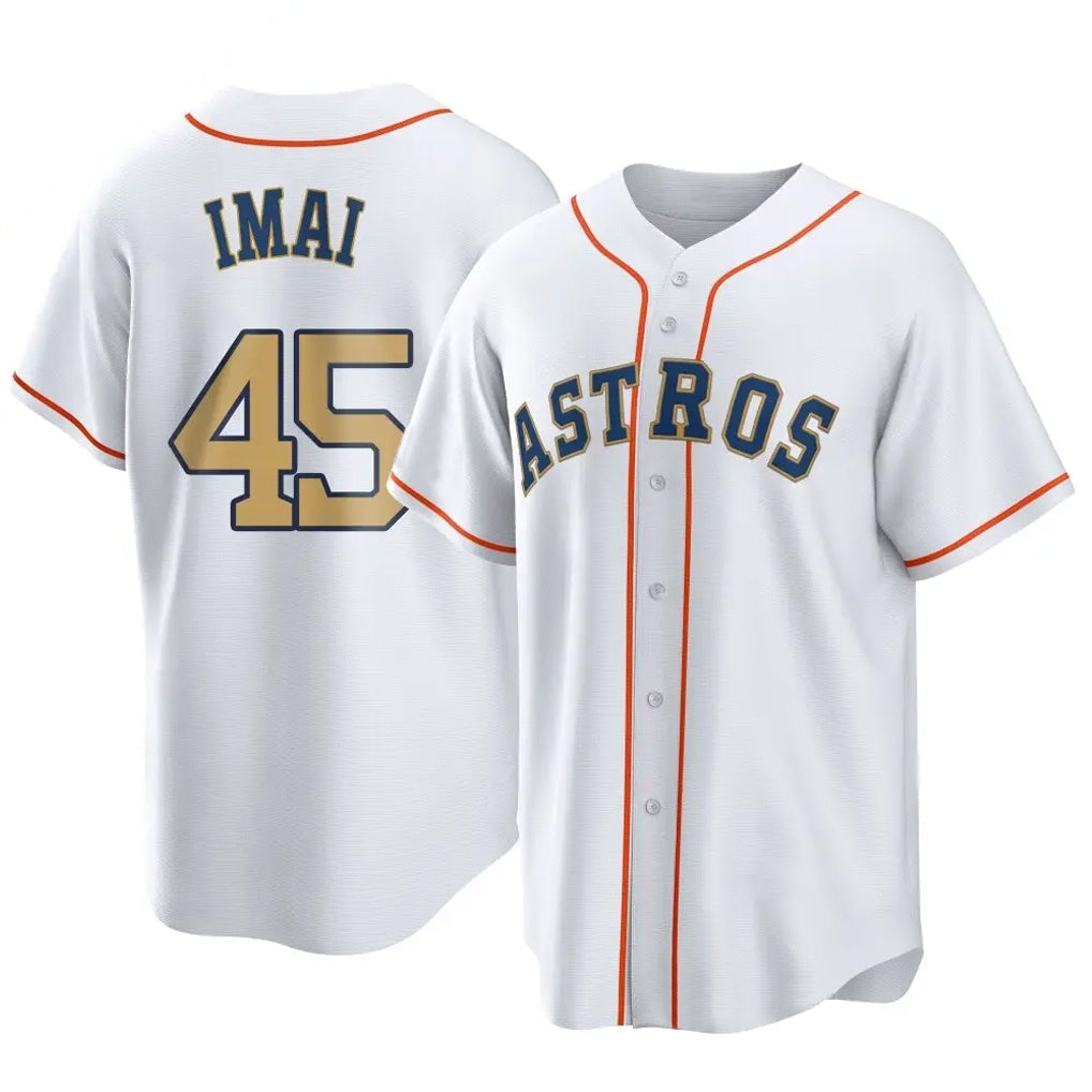Ldoa H.Astros #45 Tatsuya Imai Player Gold Collection Game Home Stitched Jerseys