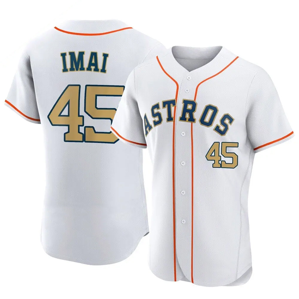 Ldoa H.Astros #45 Tatsuya Imai Player Gold Collection Limited Elite Home Stitched Jerseys
