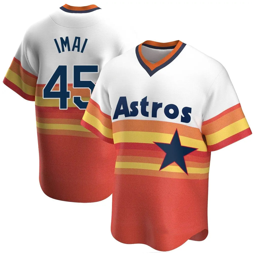 Ldoa H.Astros #45 Tatsuya Imai Player Rainbow Cooperstown Collection T-shirt Stitched Jerseys