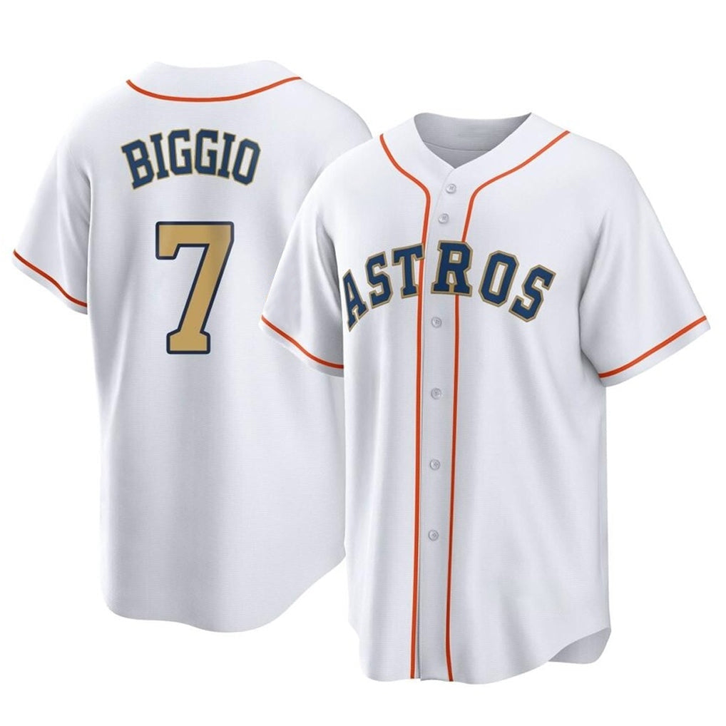 Ldoa H.Astros #7 Craig Biggio Player Gold Collection Game Home Stitched Jerseys