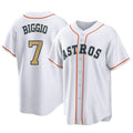 Ldoa H.Astros #7 Craig Biggio Player Gold Collection Game Home Stitched Jerseys