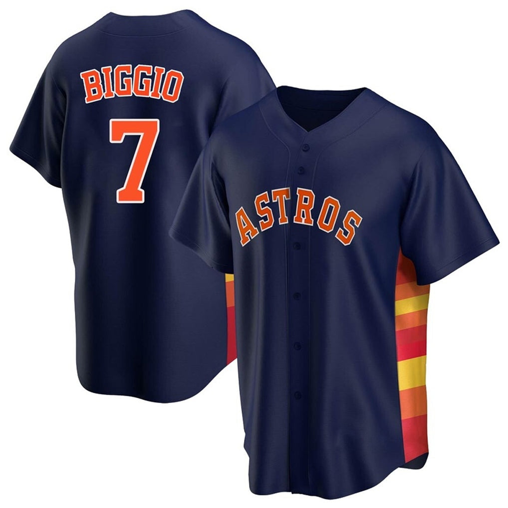 Ldoa H.Astros #7 Craig Biggio Player Navy Home Game Stitched Jerseys