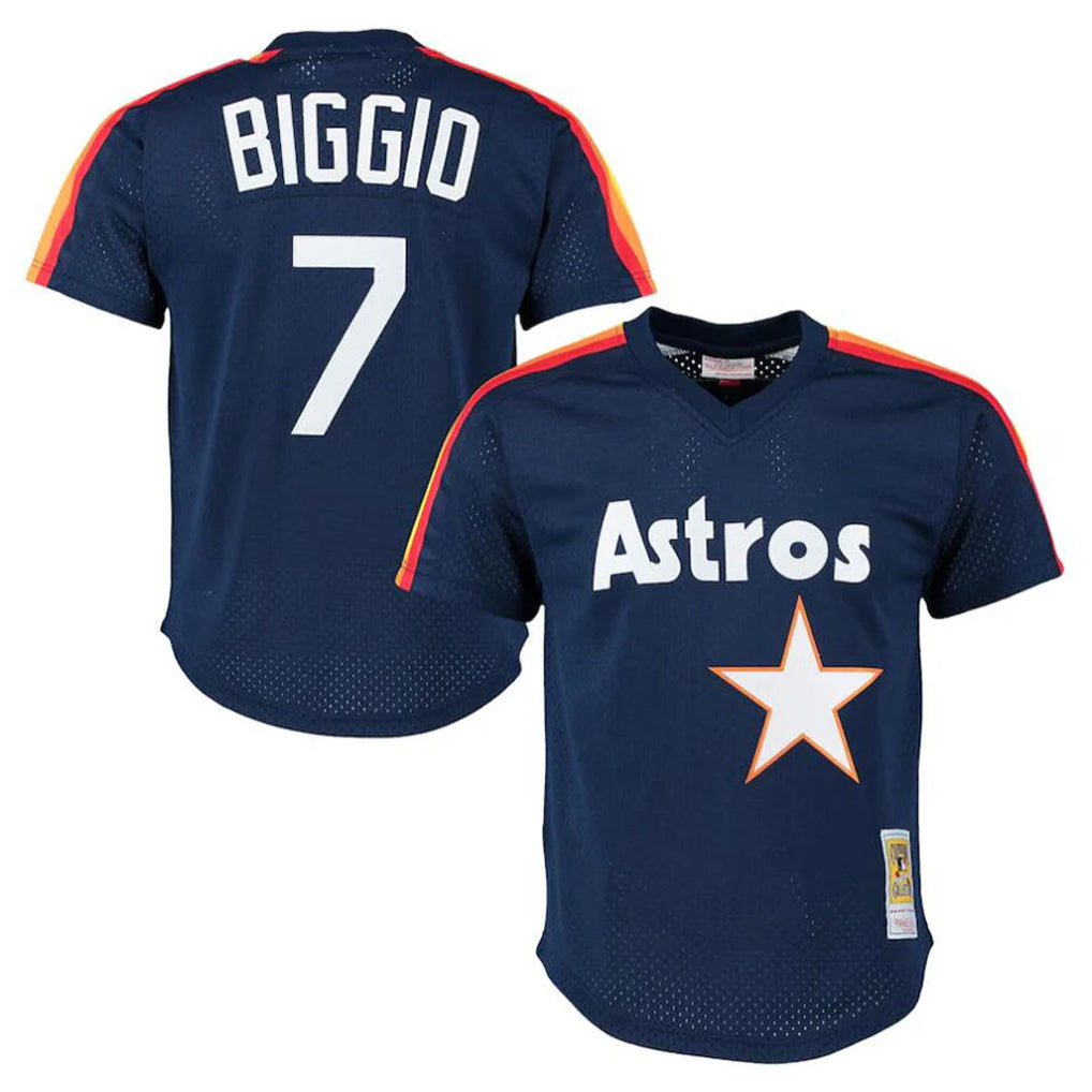 Ldoa H.Astros #7 Craig Biggio Player Navy Mitchell & Ness Cooperstown Mesh Limited Stitched Jerseys