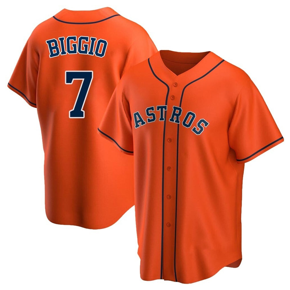 Ldoa H.Astros #7 Craig Biggio Player Orange Home Game Stitched Jerseys