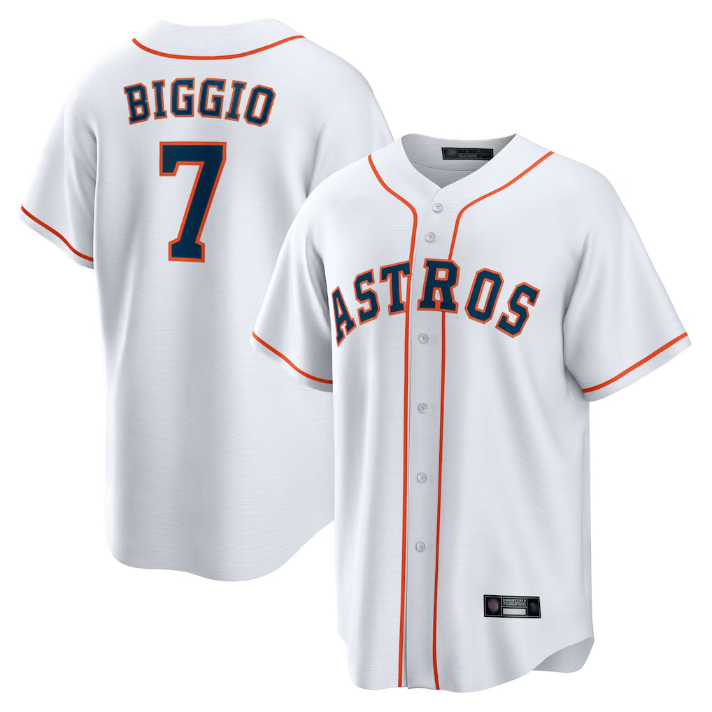 Ldoa H.Astros #7 Craig Biggio Player White Home Game Stitched Jerseys