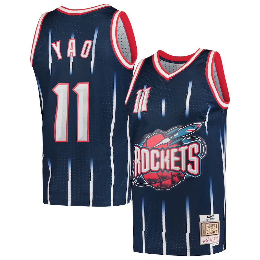 Ldoa H.Rockets #11 Yao Ming Mitchell & Ness Navy 2002-2003 Hardwood Classics Swingman Stitched Jerseys