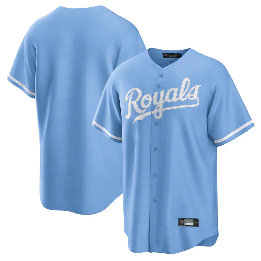 Ldoa KC.Royals Light Blue Home Game Blank Player Stitched Jerseys