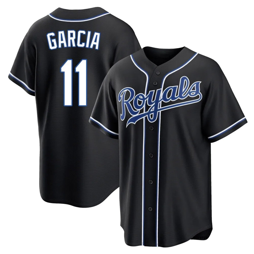 Ldoa KC.Royals #11 Maikel Garcia Player Black Carbon Fashion Home Game Stitched Jerseys