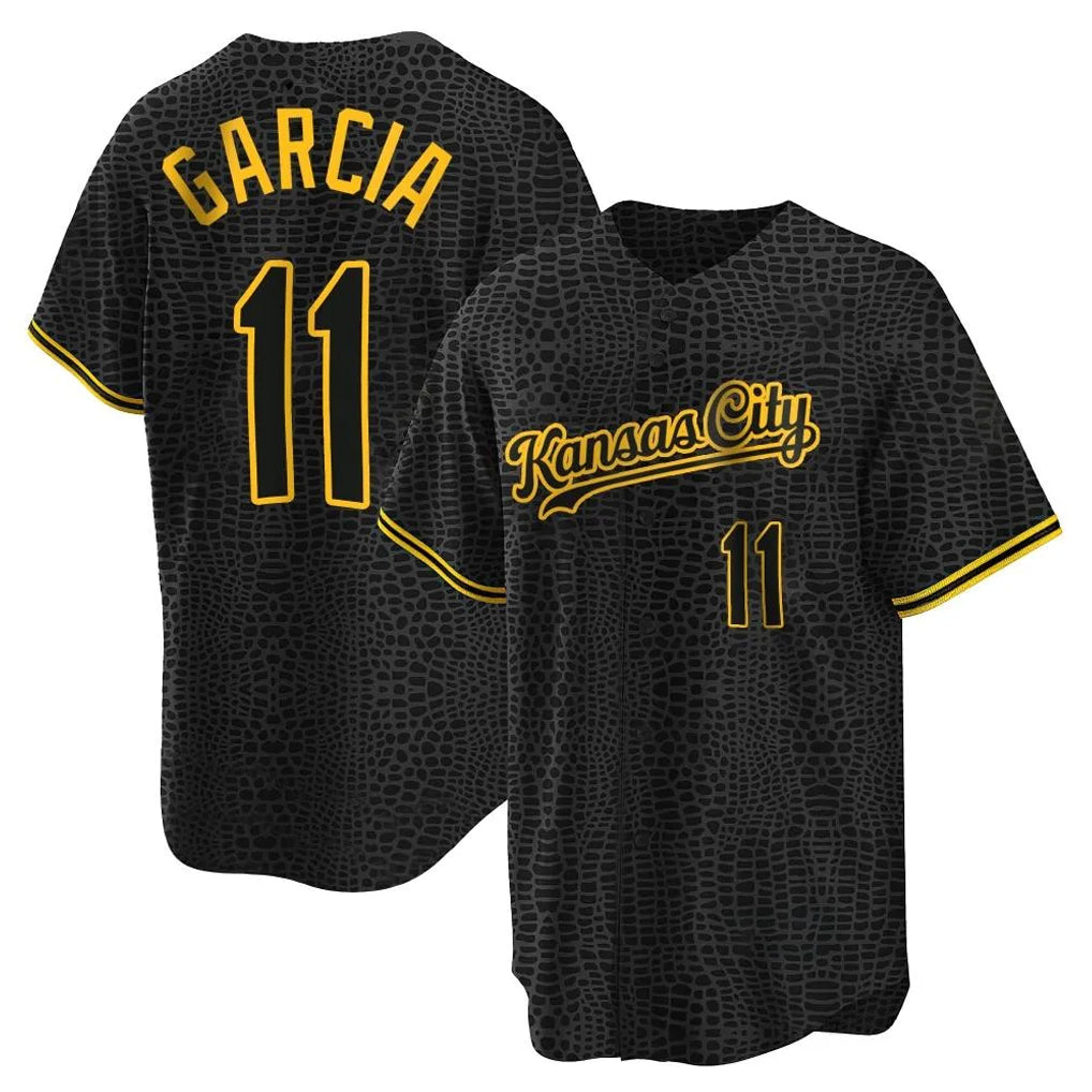 Ldoa KC.Royals #11 Maikel Garcia Player Black Snake Skin City Game Stitched Jerseys