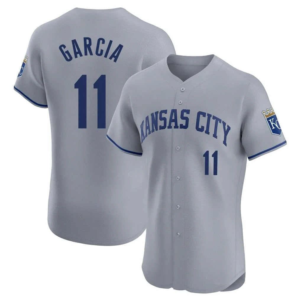 Ldoa KC.Royals #11 Maikel Garcia Player Gray Limited Elite Home Stitched Jerseys