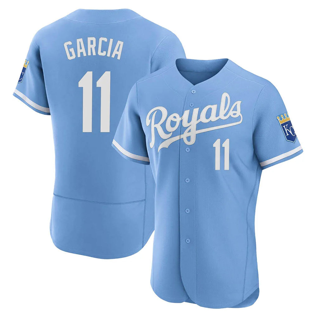 Ldoa KC.Royals #11 Maikel Garcia Player Light Blue Alt Limited Elite Home Stitched Jerseys