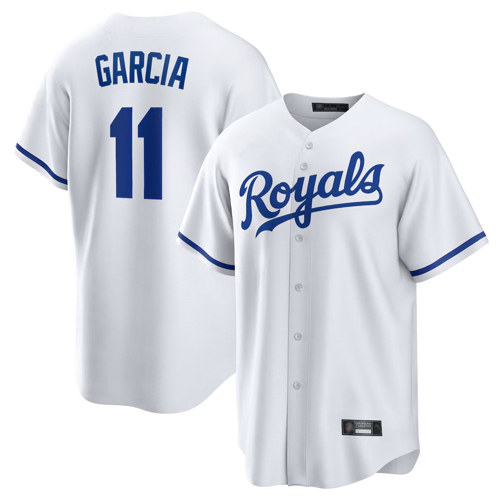 Ldoa KC.Royals #11 Maikel Garcia Player White Home Game Stitched Jerseys