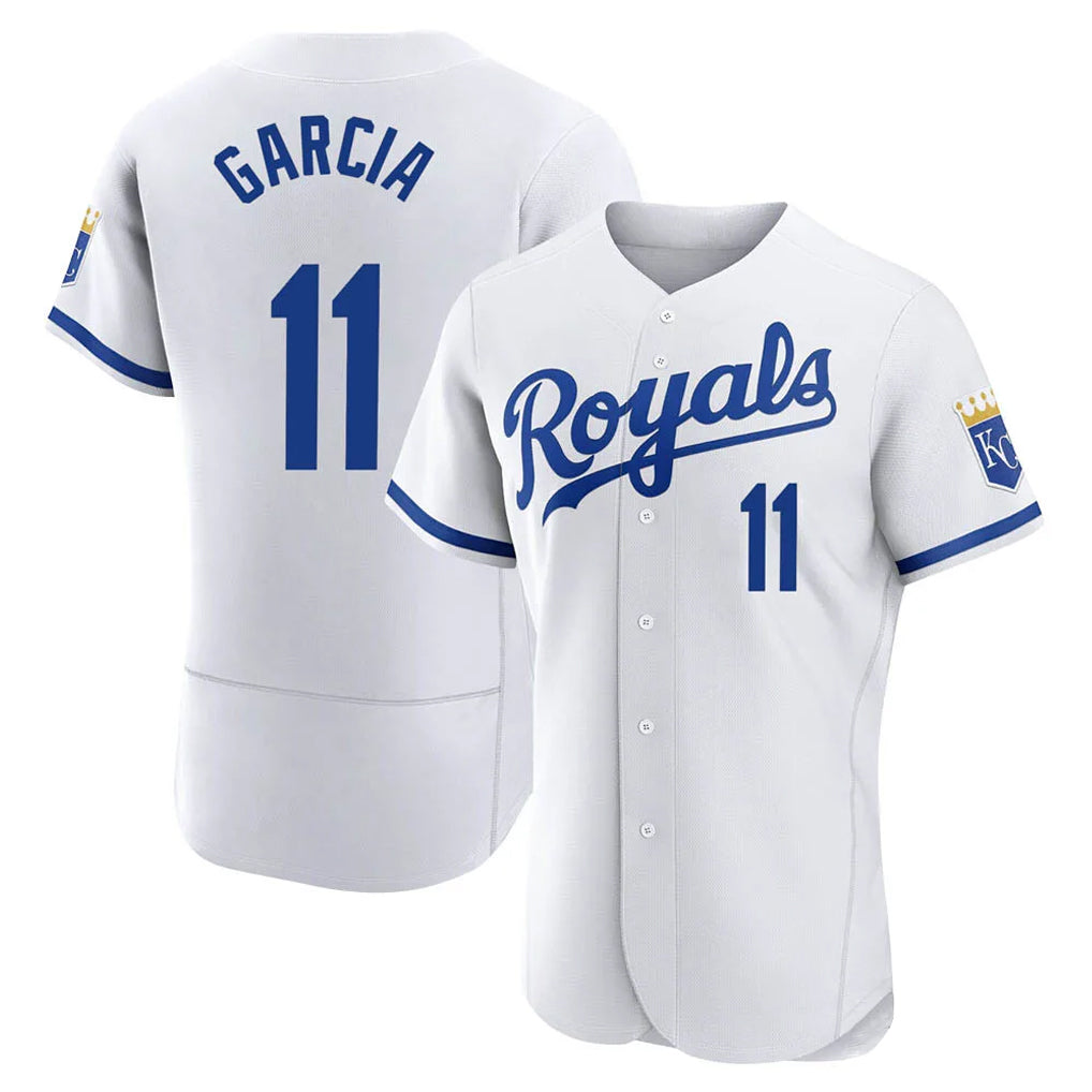 Ldoa KC.Royals #11 Maikel Garcia Player White Limited Elite Home Game Stitched Jerseys