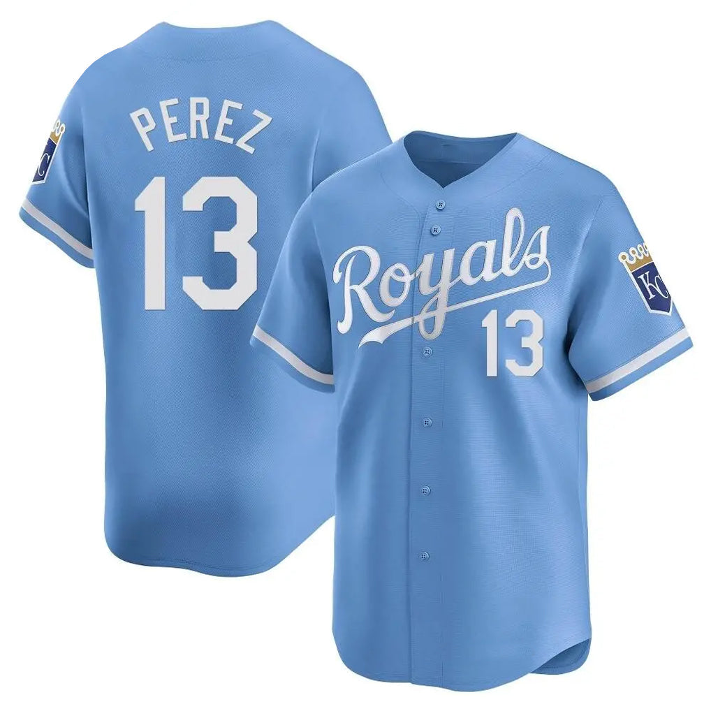 Ldoa KC.Royals #13 Salvador Perez Player Light Blue Alt Limited Home Stitched Jerseys