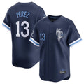 Ldoa KC.Royals #13 Salvador Perez Player Navy City Connect Limited Home Stitched Jerseys