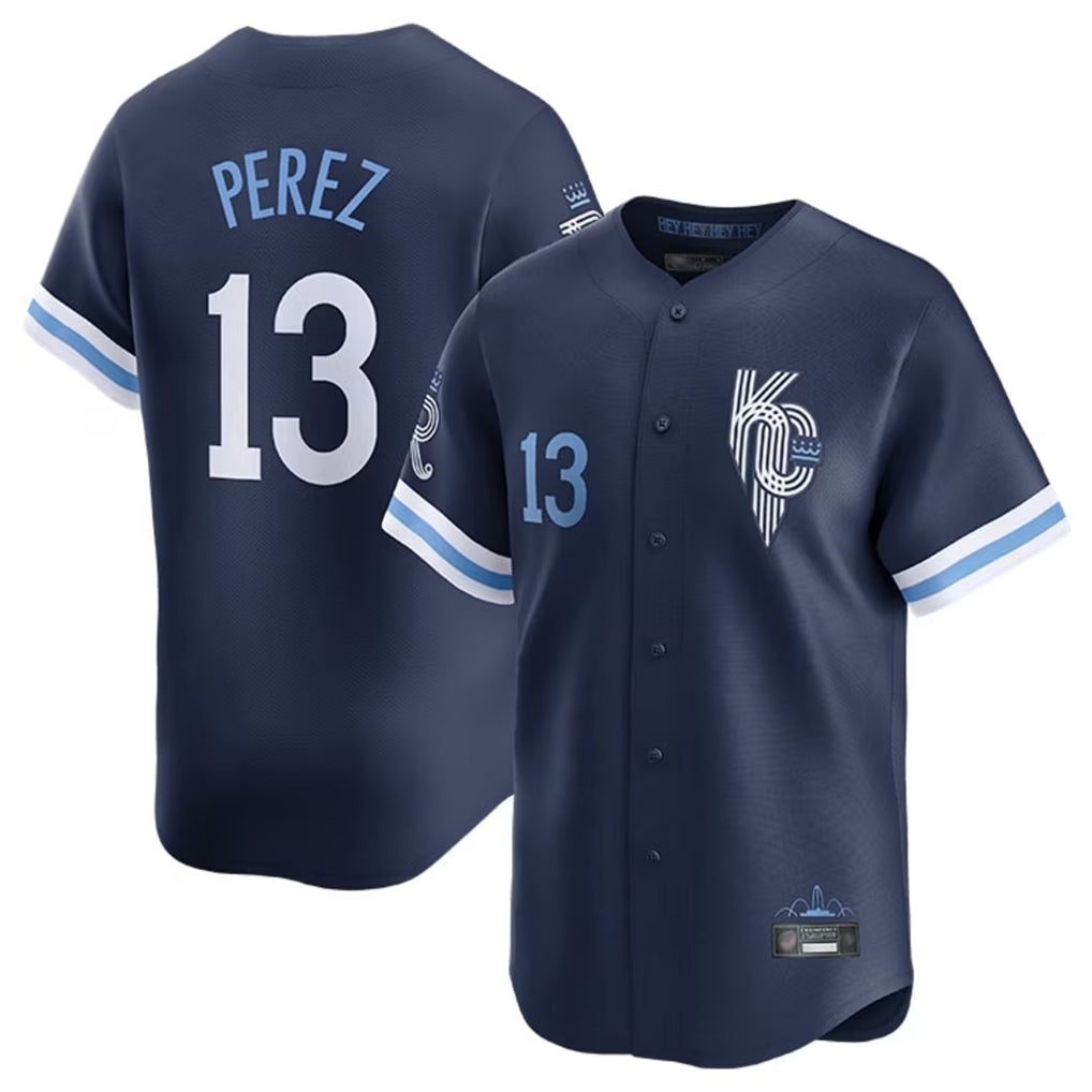 Ldoa KC.Royals #13 Salvador Perez Player Navy City Connect Limited Home Stitched Jerseys
